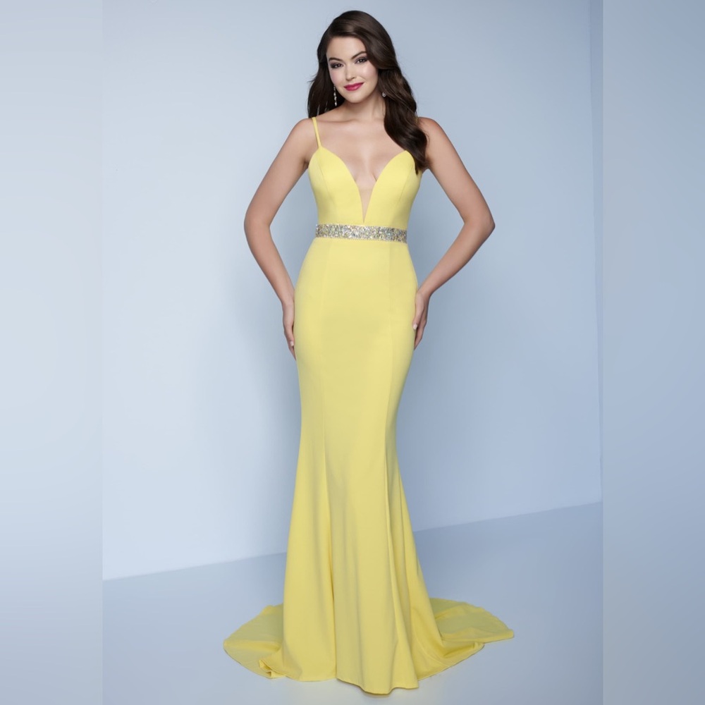 Splash Elegant Yellow Maxi Dress with Silver Details